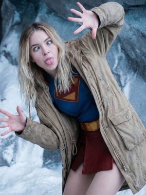 Supergirl 2026 Milly Alcock Brown Hooded Jacket