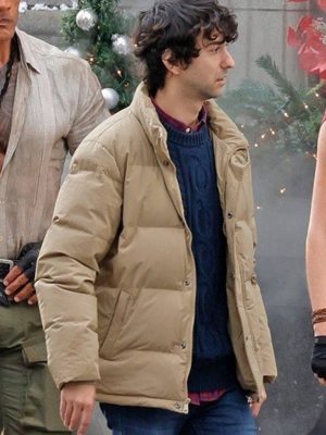 Alex Wolff Jumanji 4 Beige Puffer Jacket