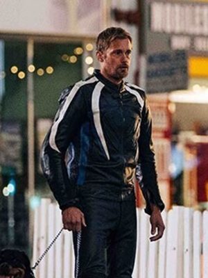 Alexander Skarsgård Pillion 2026 Biker Leather Jacket