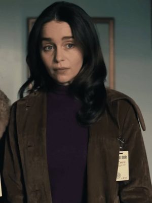 Emilia Clarke Ponies 2026 Brown Suede Coat