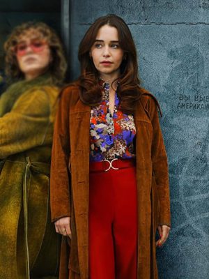 Emilia Clarke Ponies 2026 Brown Suede Coat