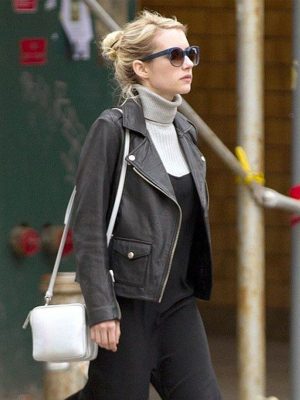 Emma Roberts Black Biker Leather Jacket