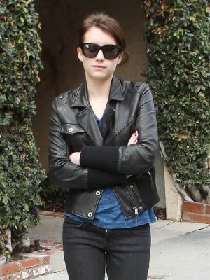 Emma Roberts Classic Black Leather Jacket