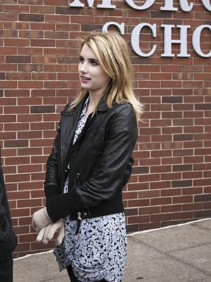 Emma Roberts Classic Black Leather Jacket