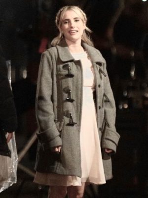 Emma Roberts Grey Wool Coat