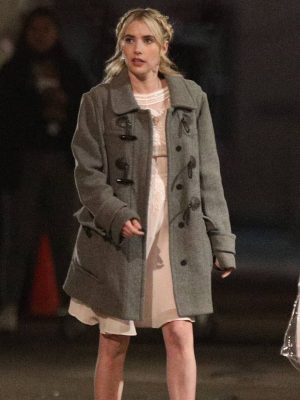 Emma Roberts Grey Wool Coat