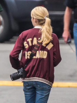 Emma Roberts Red Bomber Jacket