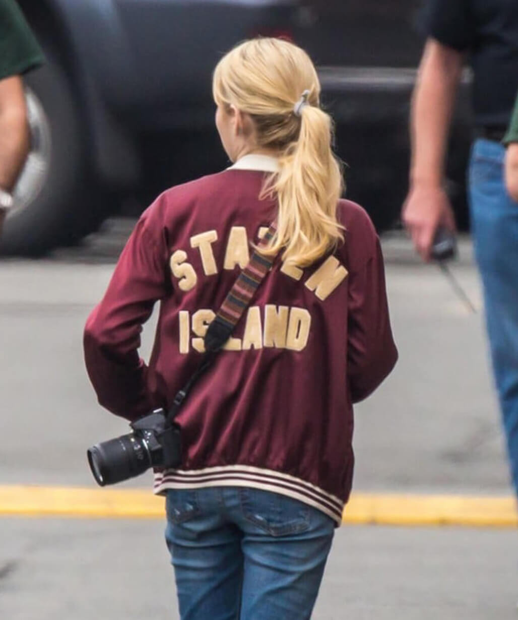 Emma Roberts Red Bomber Jacket