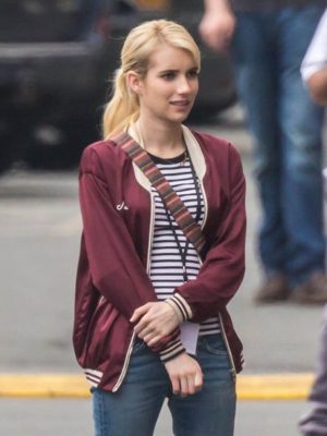 Emma Roberts Red Bomber Jacket