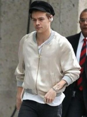 Harry Style Cream Bomber Jacket