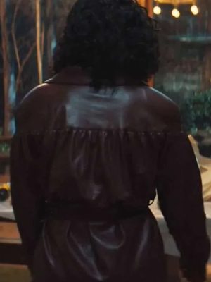 His & Hers Tessa Thompson Brown Leather Jacket