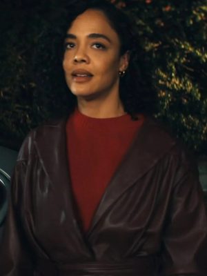 His & Hers Tessa Thompson Brown Leather Jacket