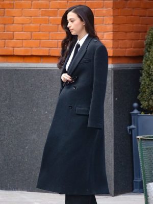 Mikey Madison Black Wool Long Coat