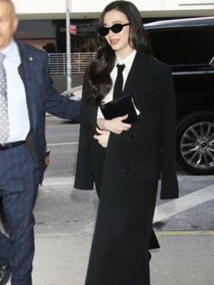 Mikey Madison Black Wool Long Coat