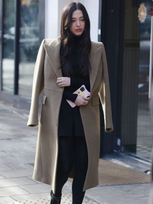 Mikey Madison Brown Wool Long Coat