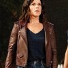 Neve Campbell Scream 4 Maroon Leather Jacket