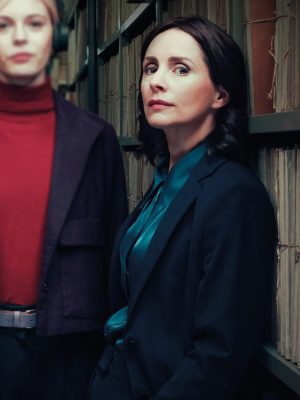 Patience S01 Laura Fraser Blue Wool Coat