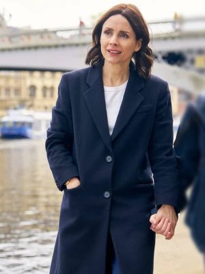 Patience S01 Laura Fraser Blue Wool Coat