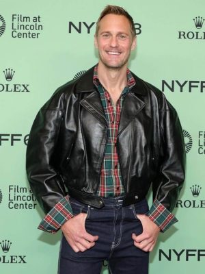 Pillion 2026 Alexander Skarsgård Black Leather Jacket