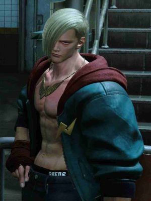 Street Fighter 6 ED Boy Blue Leather Hooded Jacket