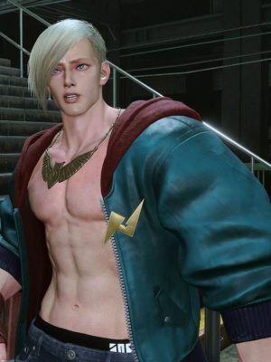 Street Fighter 6 ED Boy Blue Leather Hooded Jacket