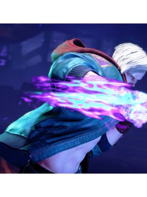 Street Fighter 6 ED Boy Blue Leather Hooded Jacket