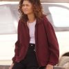 Zendaya Euphoria S03 Maroon Cotton Jacket