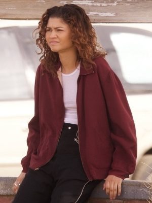 Zendaya Euphoria S03 Maroon Cotton Jacket