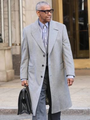 Here Comes the Flood 2026 Denzel Washington Grey Wool Coat