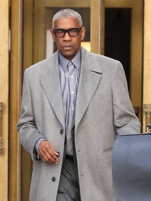 Here Comes the Flood 2026 Denzel Washington Grey Wool Coat