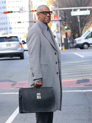 Here Comes the Flood 2026 Denzel Washington Grey Wool Coat