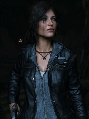 Alicia Vikander Tomb Raider Black Leather Jacket