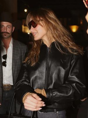 Bella Hadid Milan Fashion Week 2026 Leather Jacket