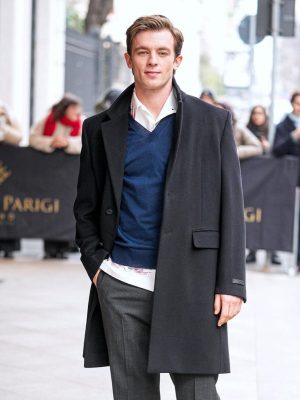 Milan Fashion Week 2026 Jannis Niewöhner Black Wool Coat