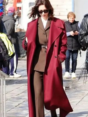 Rebecca Hall The Beauty 2026 Maroon Trench Coat