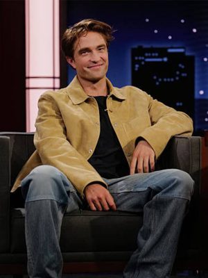 Robert Pattinson Beige Suede Leather Jacket