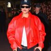Singer Rihanna Los Angeles Red Leather Jacket