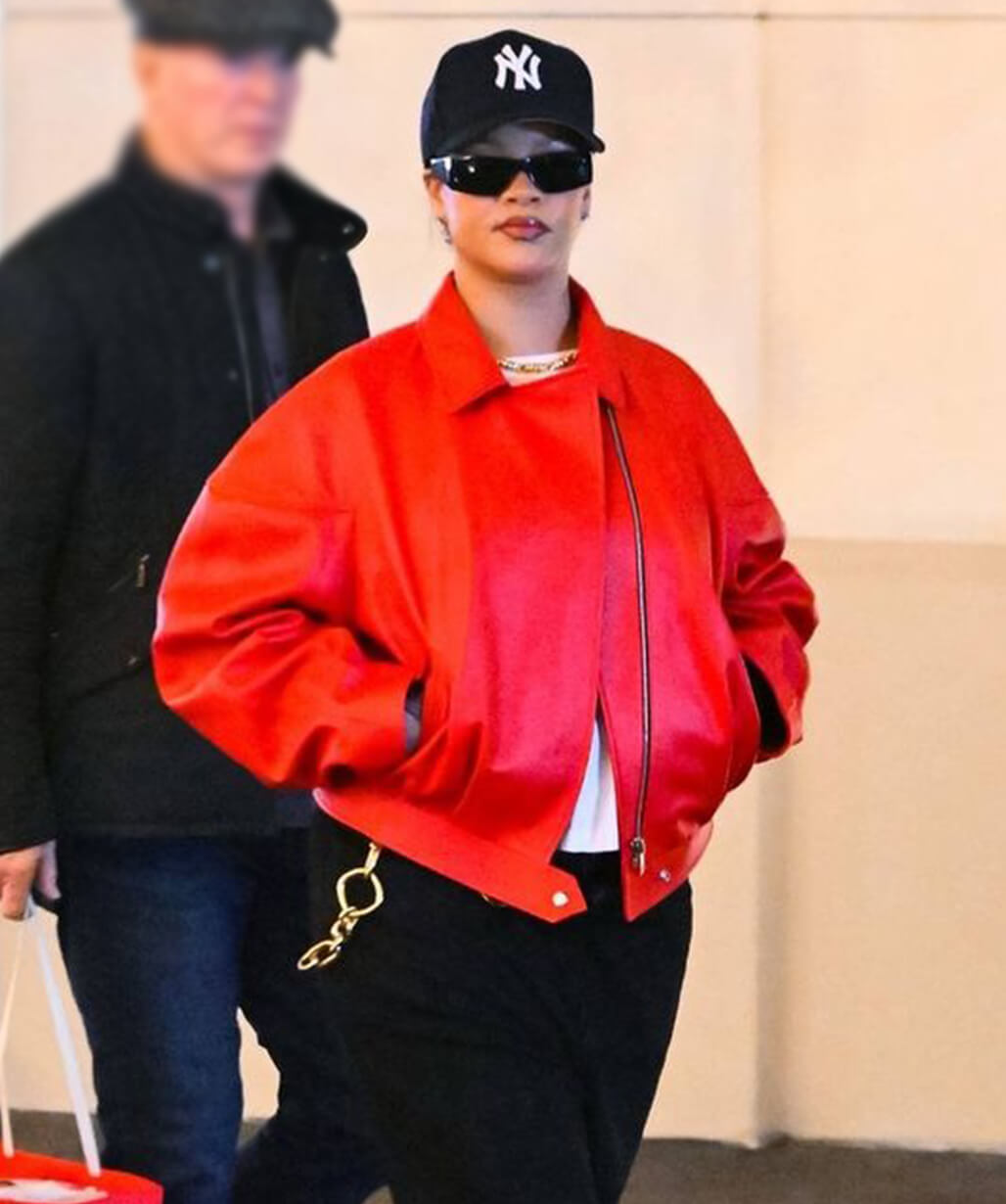 Singer Rihanna Los Angeles Red Leather Jacket