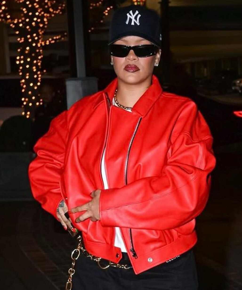 Singer Rihanna Los Angeles Red Leather Jacket
