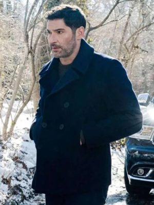 Tom Ellis CIA 2026 Black Wool Peacoat