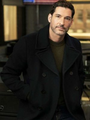 Tom Ellis CIA 2026 Black Wool Peacoat
