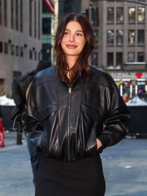 Camila Morrone Black Leather Jacket