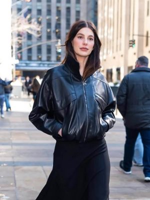 Camila Morrone Black Leather Jacket