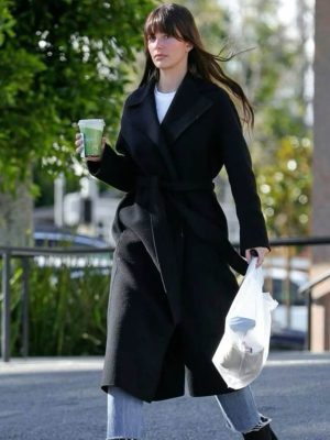 Camila Morrone Black Wool Coat