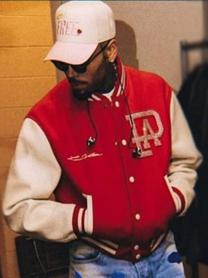 Chris Brown Classic Red Varsity Jacket