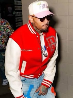 Chris Brown Classic Red Varsity Jacket
