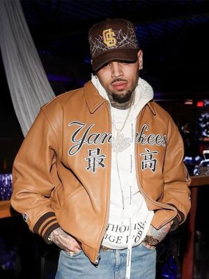 Chris Brown Supreme Varsity Leather Jacket
