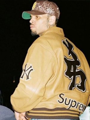 Chris Brown Supreme Varsity Leather Jacket