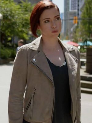 Chyler Leigh Supergirl 2026 Brown Suede Jacket