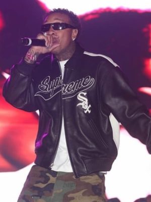 Coachella 2026 Tyga Black Leather Jacket